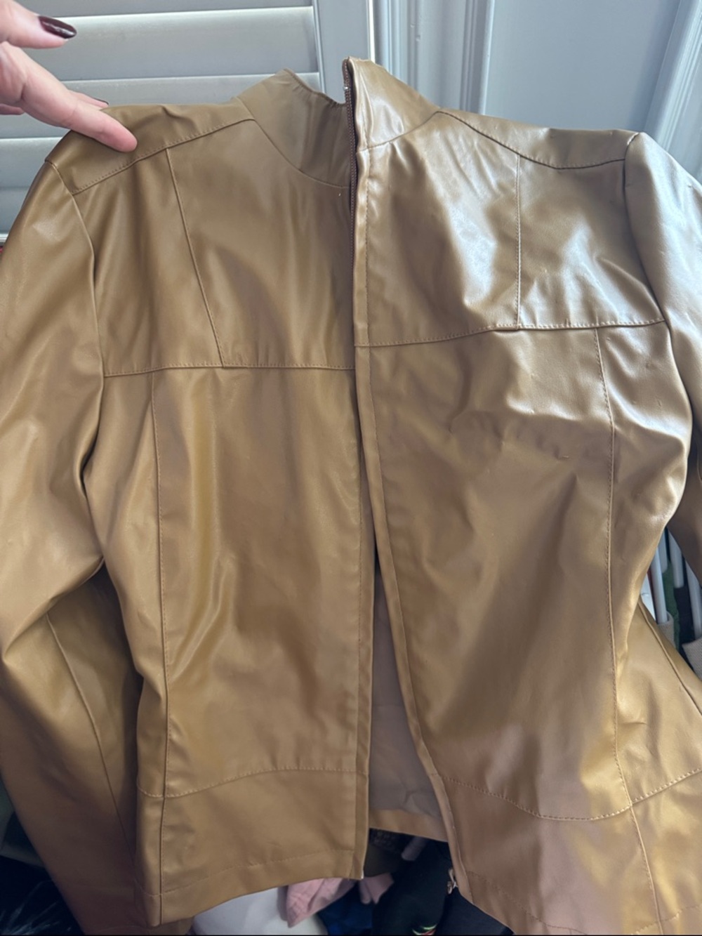 Smart Set Faux Leather Jacket in Camel/Tan